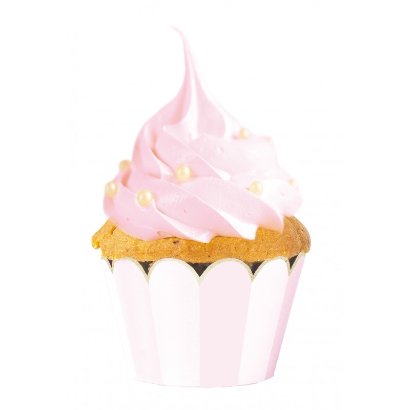 Envoltorio para cupcakes con rayas rosa bebé