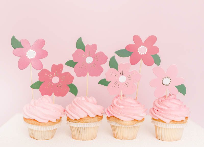 Topper de bolo de princesa rosa e laço, flor para decorações de