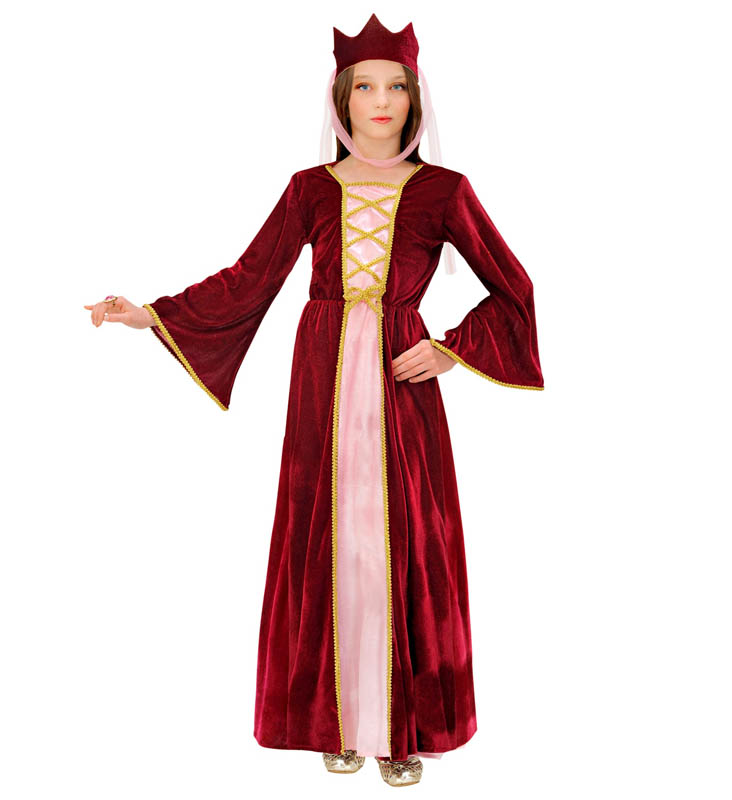 Disfraz de reina medieval rosa - 5-7 años