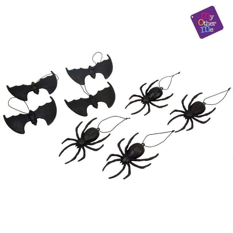 Conjunto de murciélagos y arañas