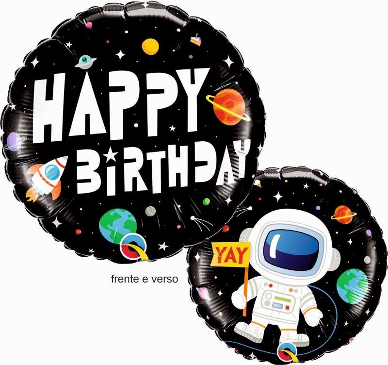 Globo de foil de astronauta happy birthday de 18