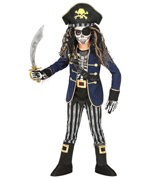 Fato Criança Esqueleto Capitão Pirata - 4-5 Anos