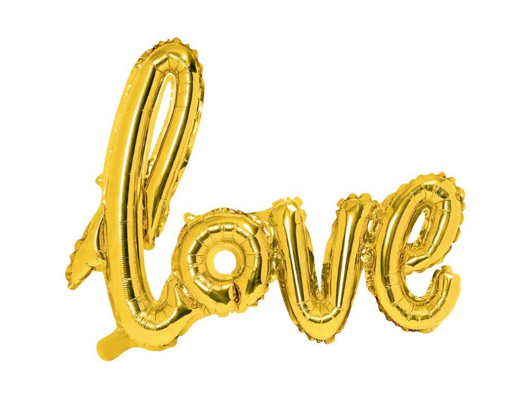 Globo de foil oro con texto de amor