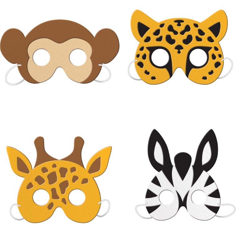 Máscaras de animales para niños, máscara de Mardi Gras en blanco, máscaras  de fiesta para safari, selva, temática de animales, fiesta de cumpleaños