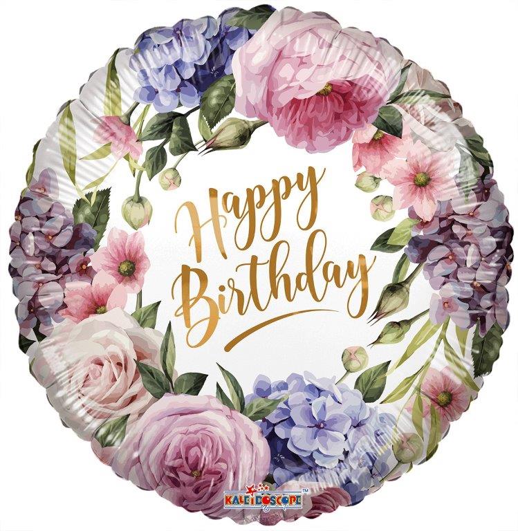 Globo de foil floral de happy birthday de 18