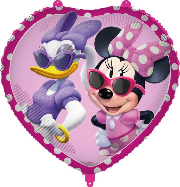 Globo de foil con peso en forma de corazón de Minnie y Daisy