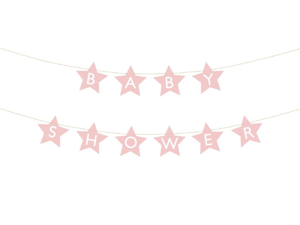 Guirnalda de estrellas rosa para baby shower