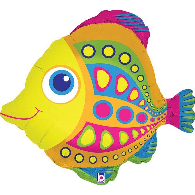 Globo de foil con forma de pez de colores de 27