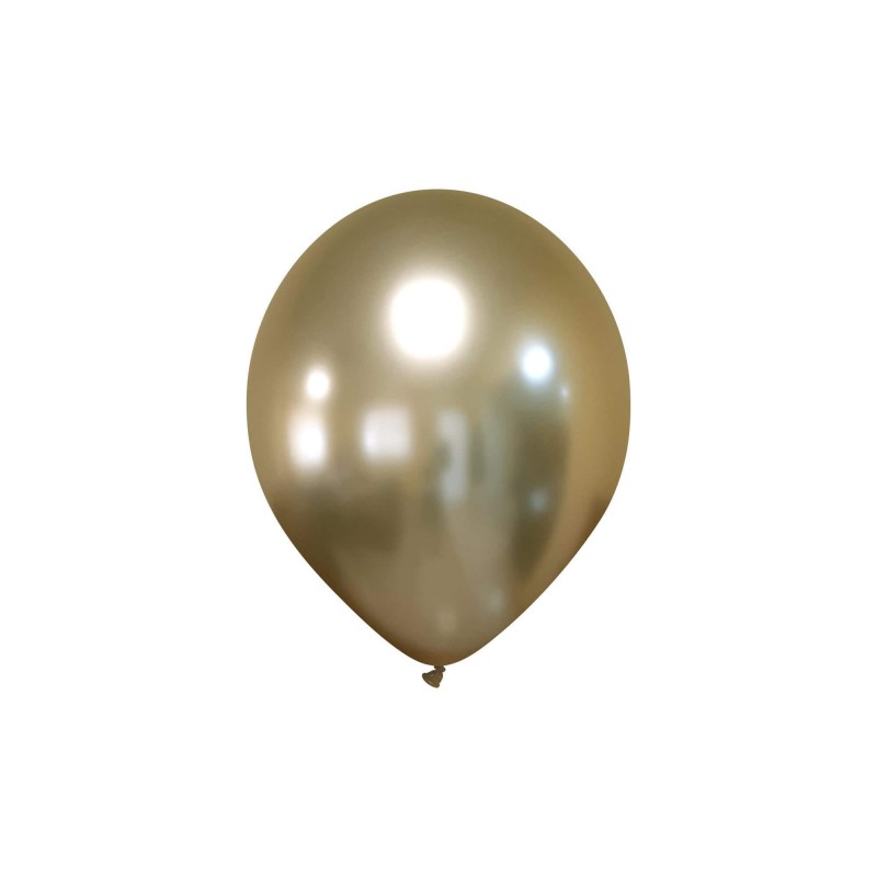 Saco de 25 Balões Cromados 13cm - Ouro Light