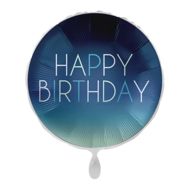 Globo de foil degradado azul happy birthday de 18