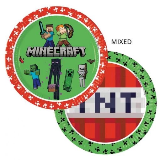 Pratos de Papel 23cm Minecraft