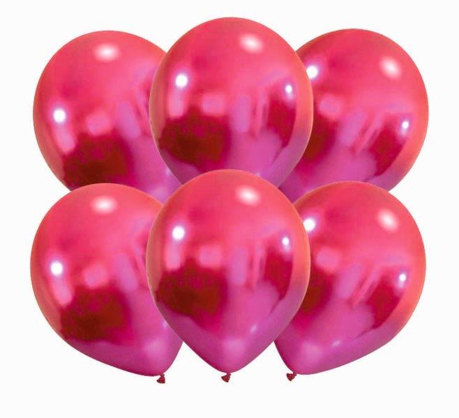 6 Balões 32cm Cromados - Fúchsia