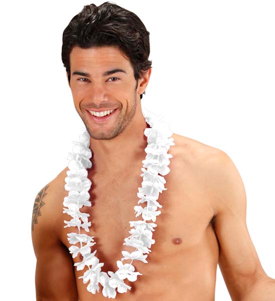 Collar Lei Hawaiano Blanco