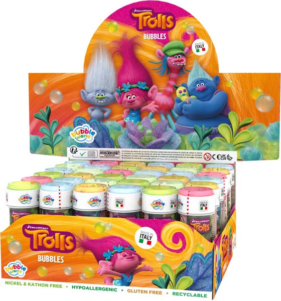 Caixa de 36 Bolas de Sabão Trolls Dulcop