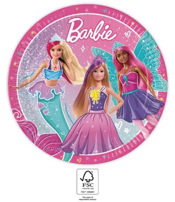 Platos de Cartón 23cm Barbie Fantasía