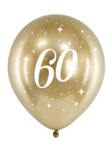 Balões Látex 60 Anos Glossy Gold