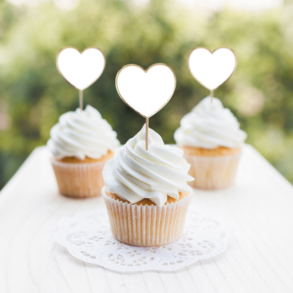 Topper Cupcakes de Corazones Blancos
