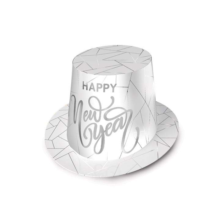 Sombrero de copa Prestige blanco y plateado