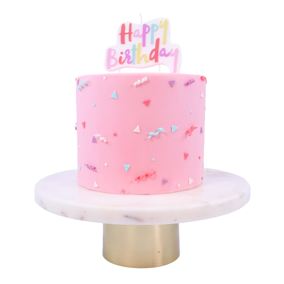 Vela de happy birthday rosa pastel