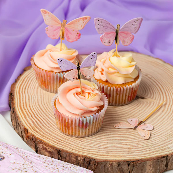Topos de Cupcake Borboletas Pastel