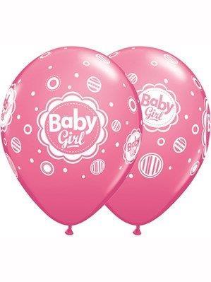 6 Balões 11' Impressos Baby Girl - Rose