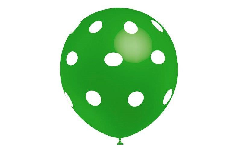 Saco De 10 Balões Impressos bolinhas - Verde Médio