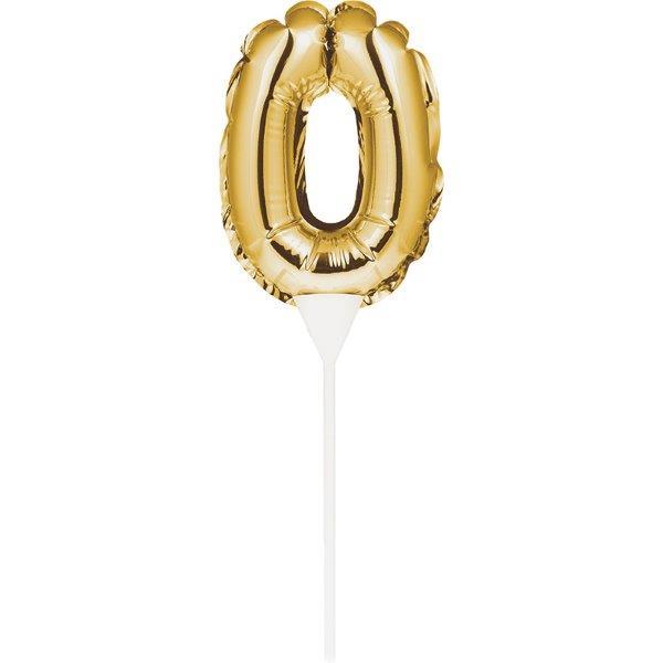 Topo De Bolo Mini Balão Foil Nº 0 - Ouro