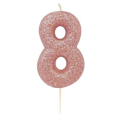 Vela Glitter Nº8 - Rose Gold