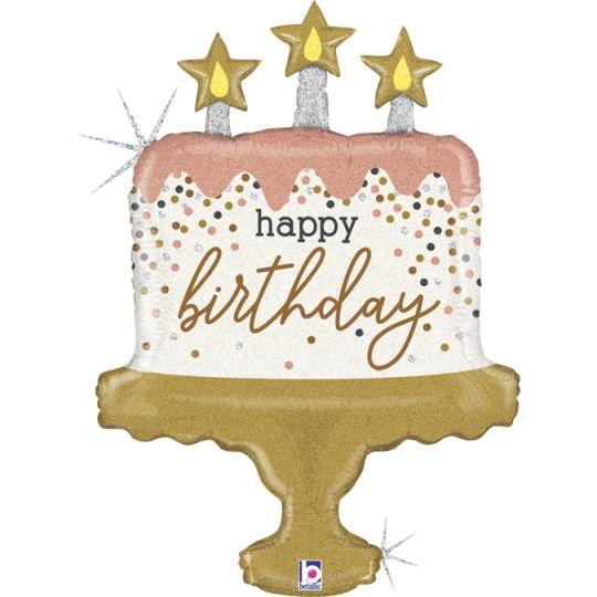 Balão Foil 33 Happy Birthday Bolo