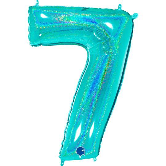 Balão Foil 40 Nº 7 - Tiffany Holográfico
