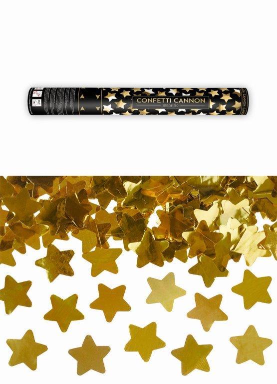 Tubo De Confettis Estrelas Ouro 40cms