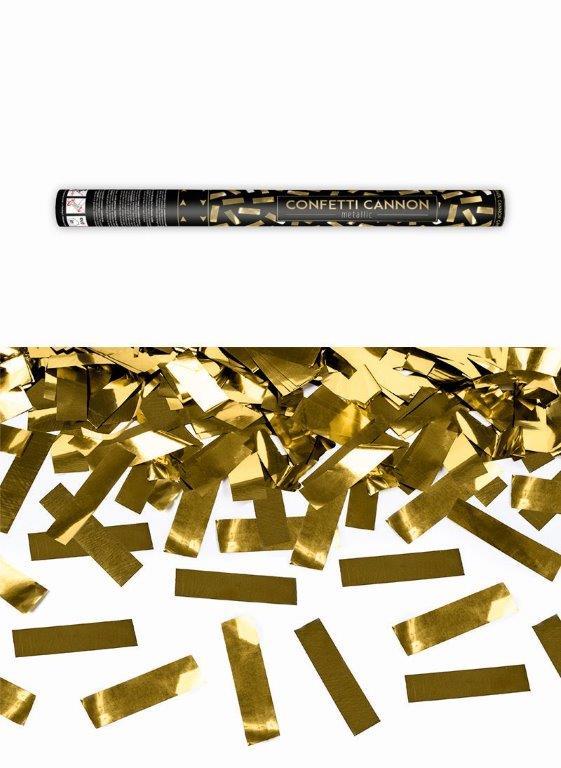 Tubo De Confettis Ouro Metalizado 60cms