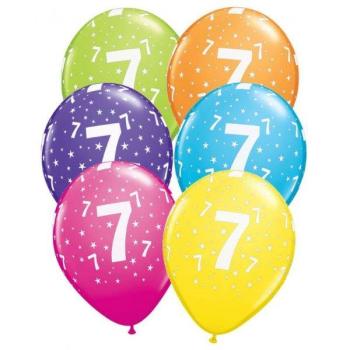 6 Balões impressos Aniversário nº7 - Tropical Qualatex