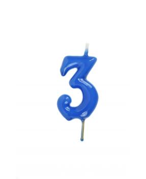 Vela 6cm nº3 - Azul Médio VelasMasRoses