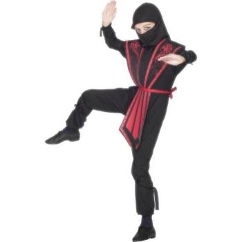 Disfraz Ninja Infantil Negro y Rojo - 10-12 años Smiffys