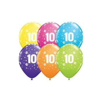 6 Balões impressos Aniversário nº10 - Tropical Qualatex
