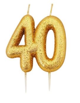 Vela Glitter 40 - Ouro Anniversary House