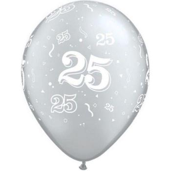 25 Balões 11" 25 Anos - Prata Qualatex