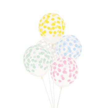 5 Balões Látex Impressos Confettis - Pastel My Little Day