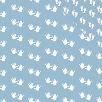 Rolo Papel de Embrulho Pezinhos & Mãos Azul Bebé XiZ Party Supplies