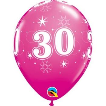 6 Balões 11" 30 Anos - Wild Berry Qualatex