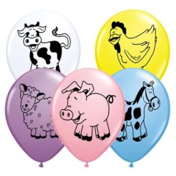 25 Balões 11" Animais da Quinta Qualatex