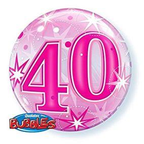 Bubble 22" 40 Anos Pink Starbust Sparkle Qualatex