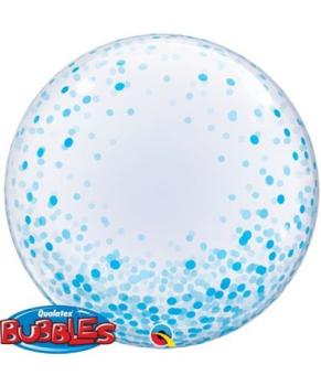 Globo Deco Bubble 24" Blue Confeti Dots Qualatex