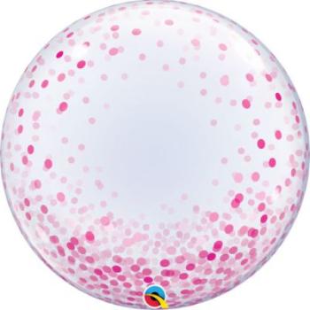 Globo Deco Bubble 24" Pink Confeti Dots Qualatex