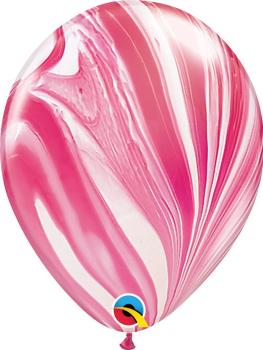 25 Balões 11" Super Agate - Vermelho e Branco Qualatex