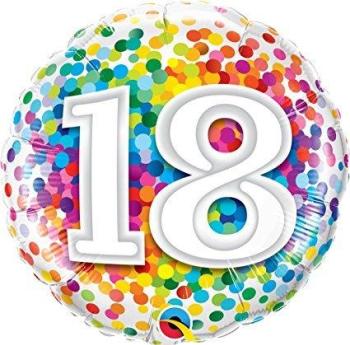 Balão Foil 18" 18 Anos Rainbow Confetti Qualatex