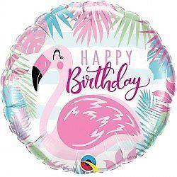 Balão Foil 18" Happy Birthday Flamingo Qualatex