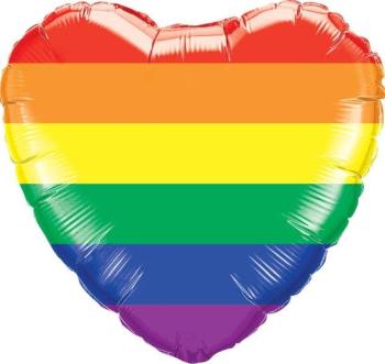 Balão Foil 18" Coração Rainbow Stripes Qualatex