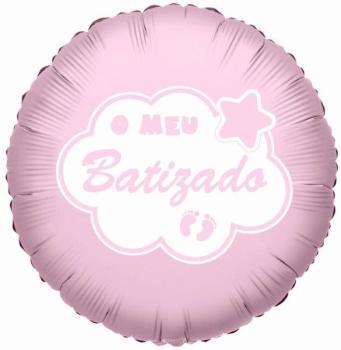 Globo Foil 18" "O Meu Batizado" - Rosa XiZ Party Supplies